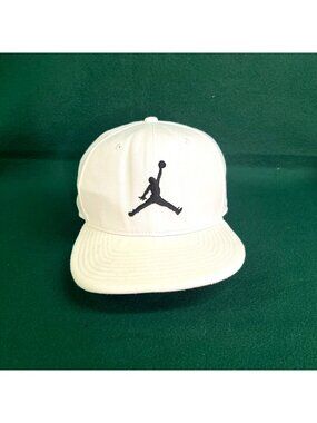 Air Jordan White Snapback Hat With Black Jumpman Logo Adjustable Fit